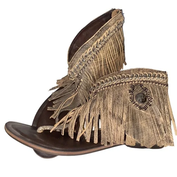 Naughty Monkey Brown Fringe Sandals 10 - Picture 16 of 16